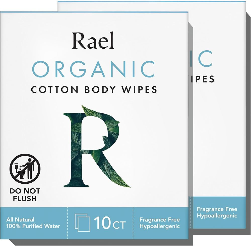 Rael Organic Cotton Wipes - Body Cloth, Individually Wrapped, All Skin Types, Vegan, Cruelty-Free... | Amazon (US)