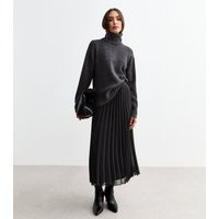 Women's Black Pleated Chiffon Midi Skirt New Look | New Look (UK)