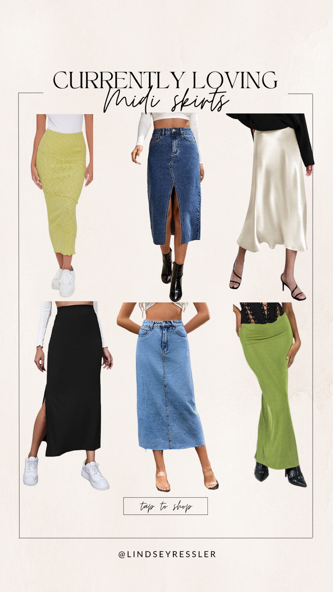 Currently Loving Midi Skirts! 

Spring fashion, spring trends, maxi skirt, midi skirt, denim skirt, satin skirt, trendy fashion, amazon fashion, forever21, princess polly

#LTKunder50 #LTKunder100 #LTKstyletip