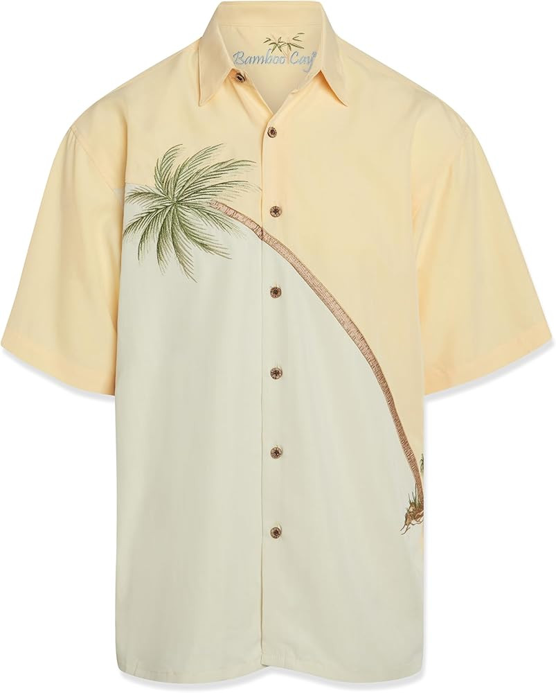 Bamboo Cay Men’s Short Sleeve Tropical Embroidered Button-Down Shirt – Hurricane Palm Casual ... | Amazon (US)