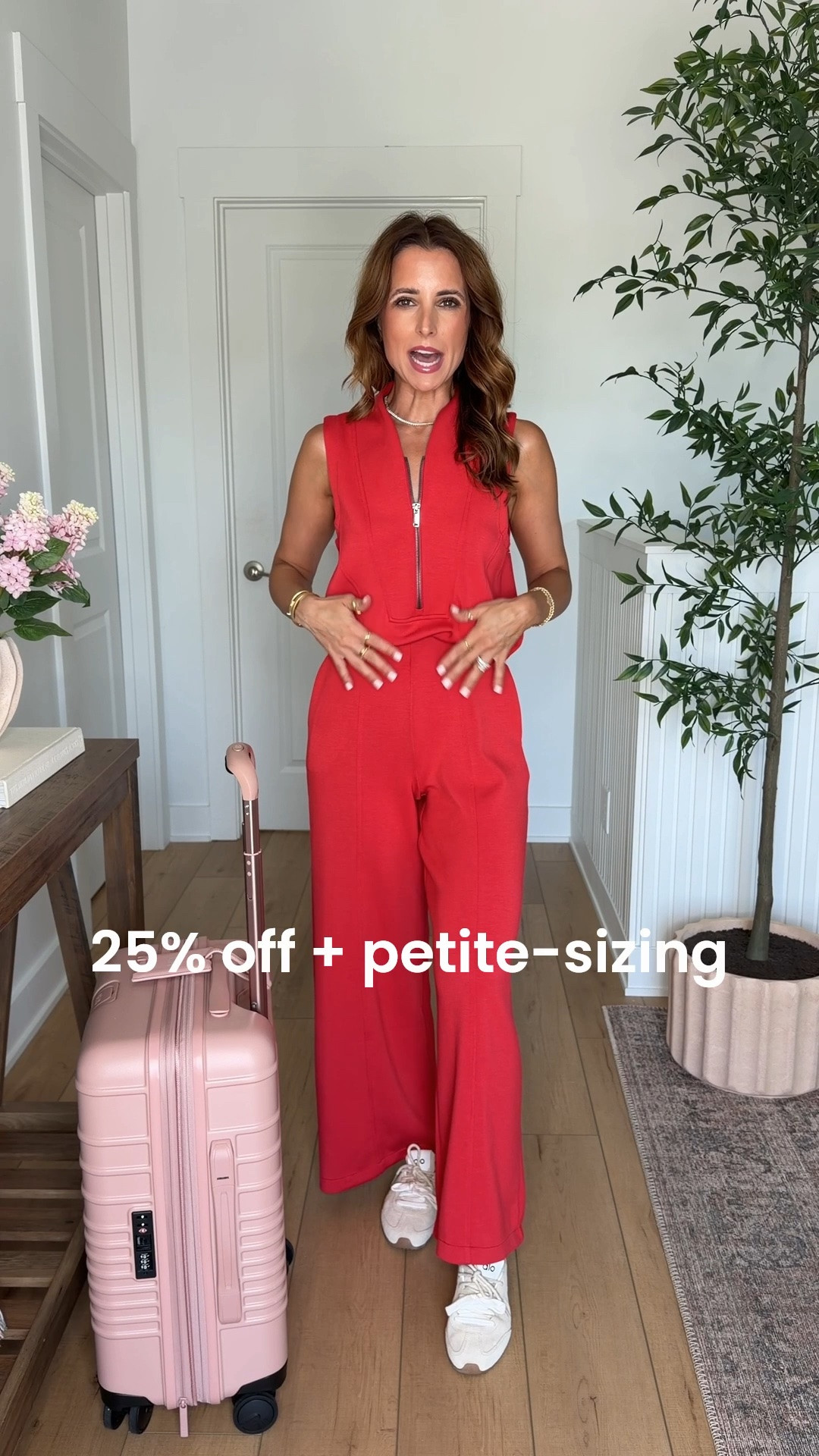 25% off Spanx AirEssentials with code AE 25. New petite-friendly jumpsuit in XS petite, runs a little big so consider sizing down if in-between sizes. Bathroom-friendly! Travel outfit. Airport outfit. Elevated casual outfit. Casual outfit. Sneaker mules are TTS. Beis luggage set.

#LTKgrwm #LTKTravel #LTKPetite