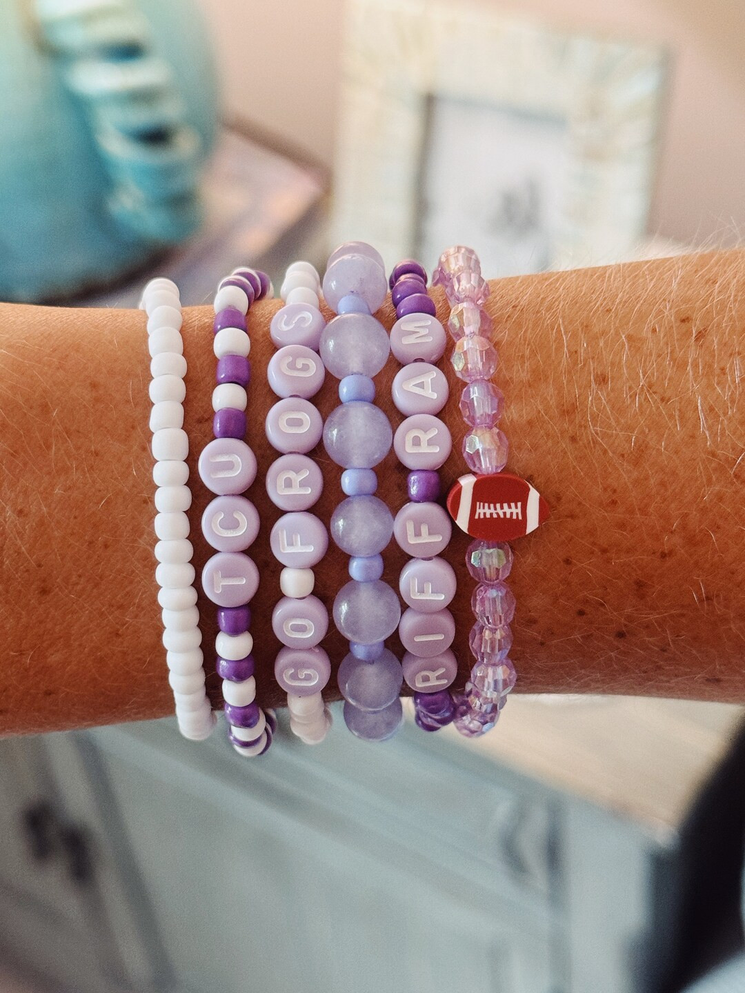 TCU Beaded Bracelets, Horned Frogs, Tailgate Bracelets, Riff Ram, Love Stacks, TCU, College Footb... | Etsy (US)