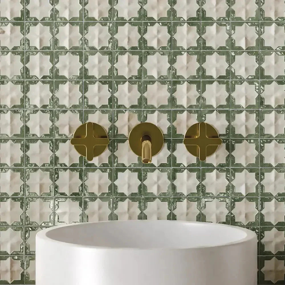 Sultana Celeste Green Porcelain Tile 12x22 Moroccan Wall Decor | Tile Club