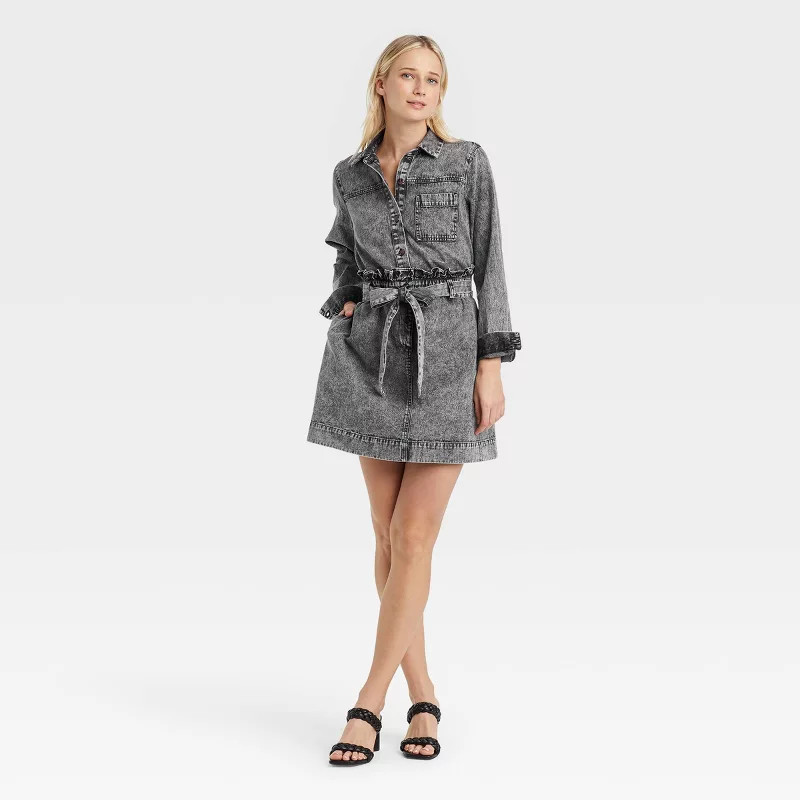 Women's Long Sleeve Button-Down Denim Dress - Who What Wear™ | Target