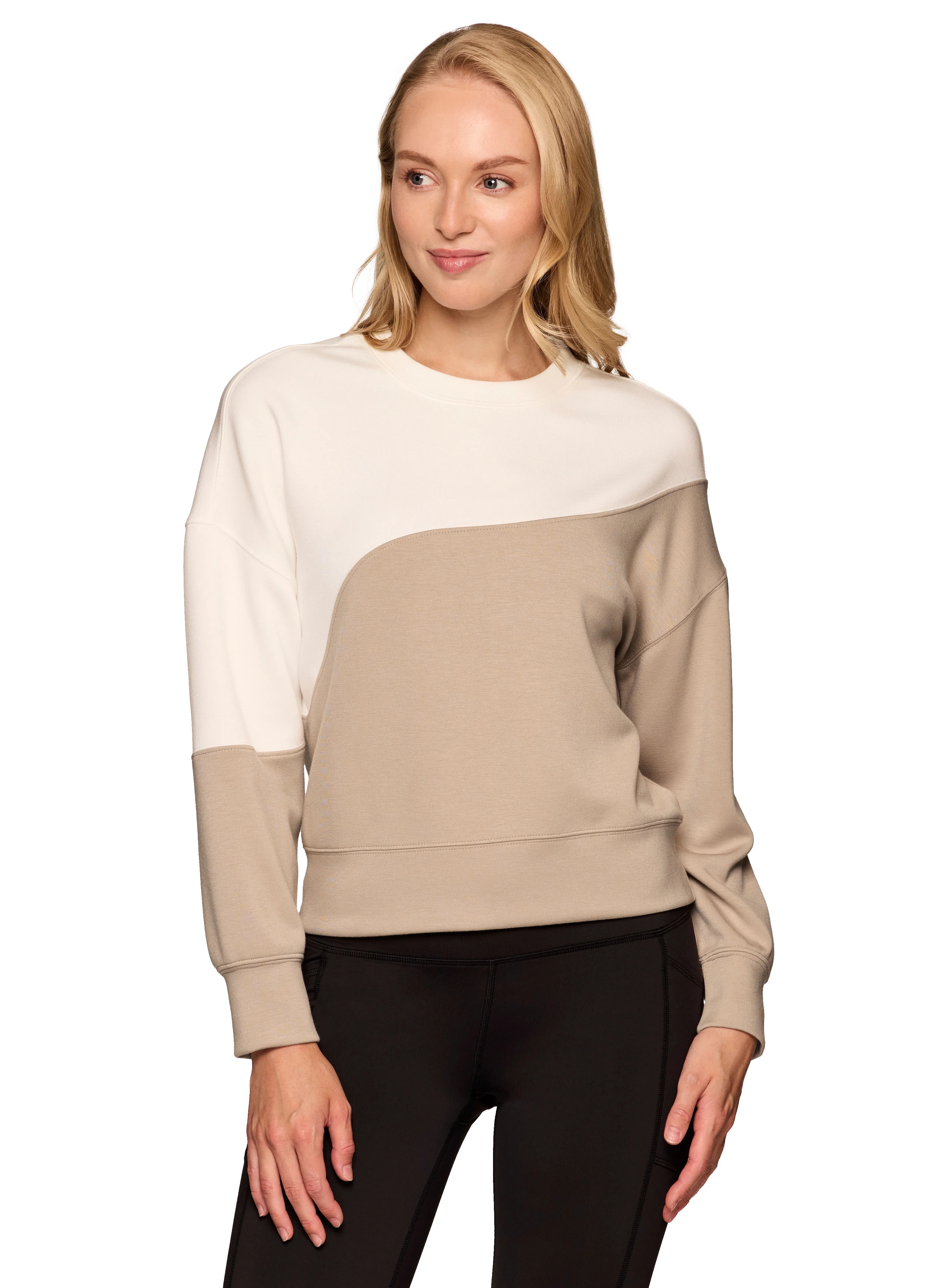 RBX Active Women's Colorblock Scuba Fabric Neutrals Sweatshirt - Walmart.com | Walmart (US)