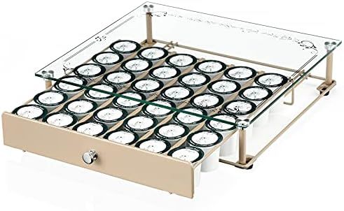 Coffee Pod Holder, Tempered Glass Top Coffee Pod Drawer Compatible with k cup Coffee Pods, Holds 36  | Amazon (US)