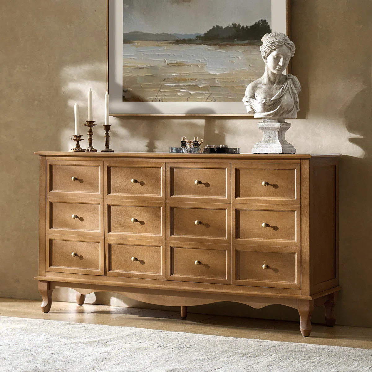 Ilesha 58" Wide Transitional 4 Door Sideboard with Adjustable Shelves and Solid Wood Legs | Wayfair North America