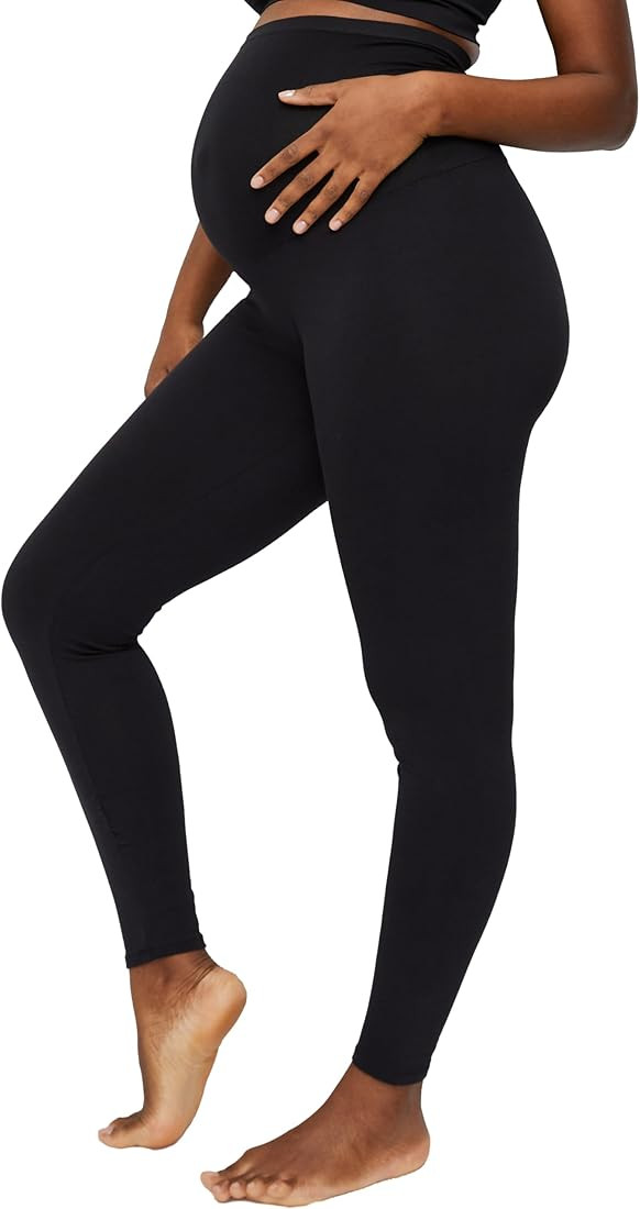 Motherhood Maternity Women's Essential Stretch Secret Fit Over the Belly Leggings Full Length & C... | Amazon (US)