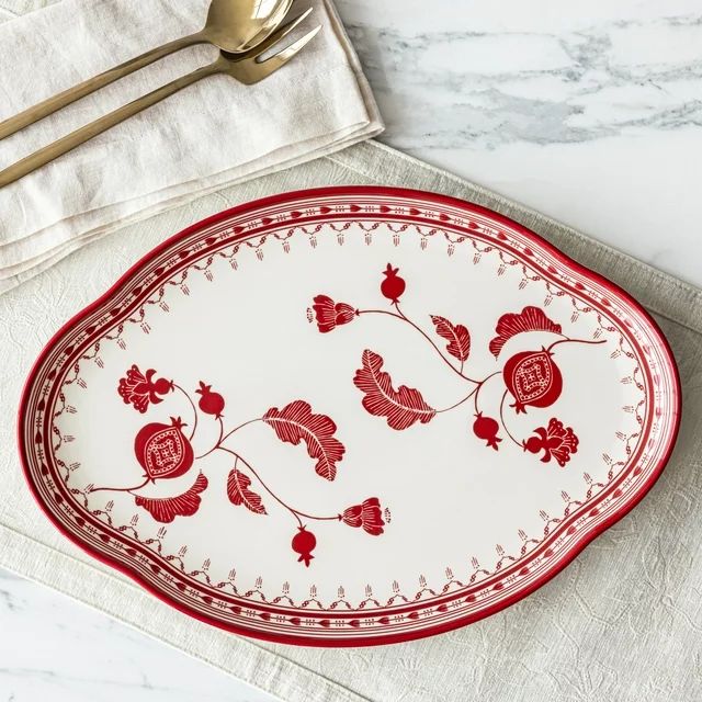 Sofia Home Red Stoneware Serve Platter | Walmart (US)