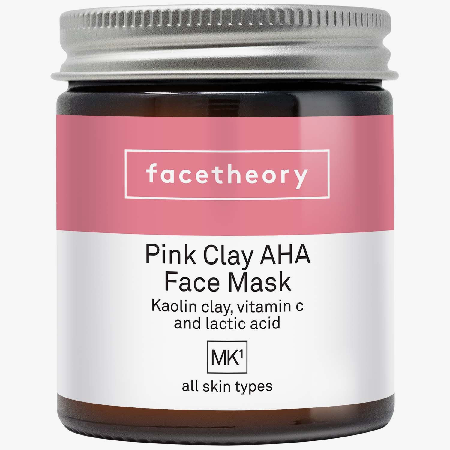 Pink Clay AHA Face Mask MK1 with Kaolin Clay and Pomegranate Unscented 60ml | Facetheory