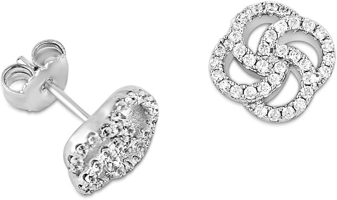 Sterling Silver Simulated Diamond Tornado Swirl Flower Stud Earrings | Amazon (US)