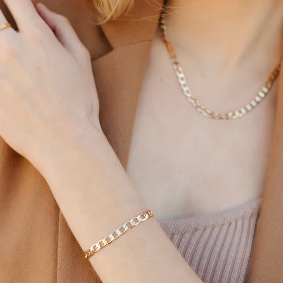 Curb Chain Bracelet | Chunky Gold Chain Bracelet | Vega Chain Bracelet | Etsy (US)