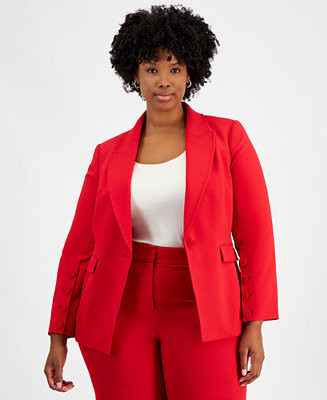 Plus Size Long-Sleeve One-Button Blazer | Macy's