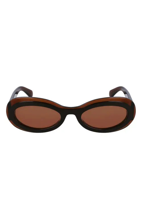 FERRAGAMO Classic Logo 54mm Oval Sunglasses in Transparent Brown at Nordstrom | Nordstrom