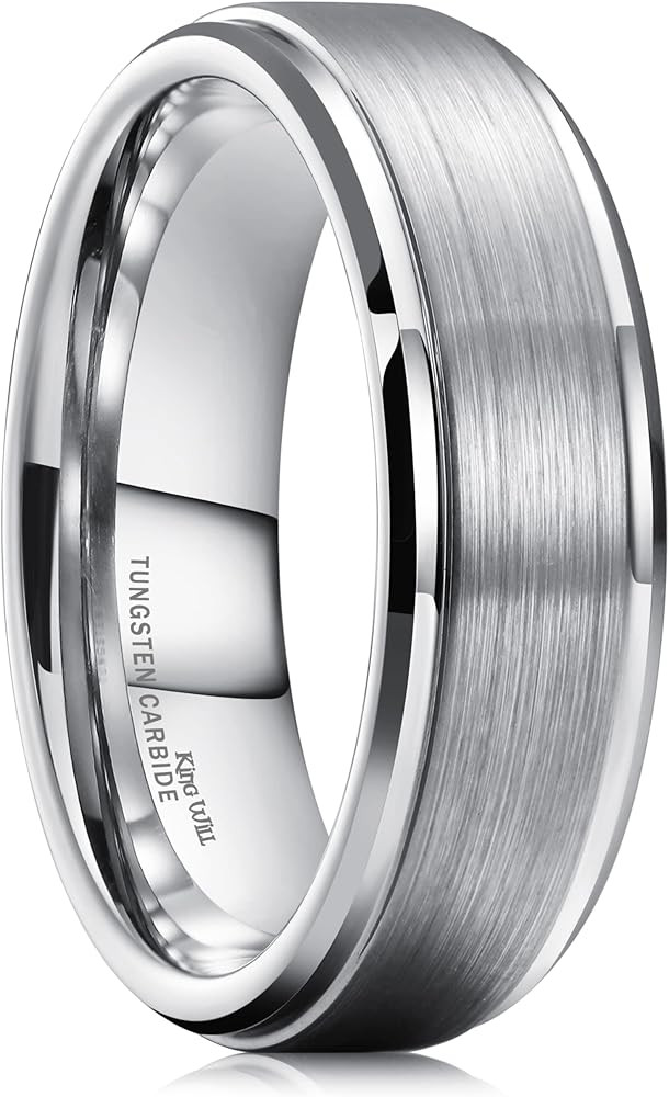 King Will Basic Tungsten Ring for Men 6mm/7mm/8mm/9mm/10mm Tungsten Wedding Band Matte Brushed Finis | Amazon (US)