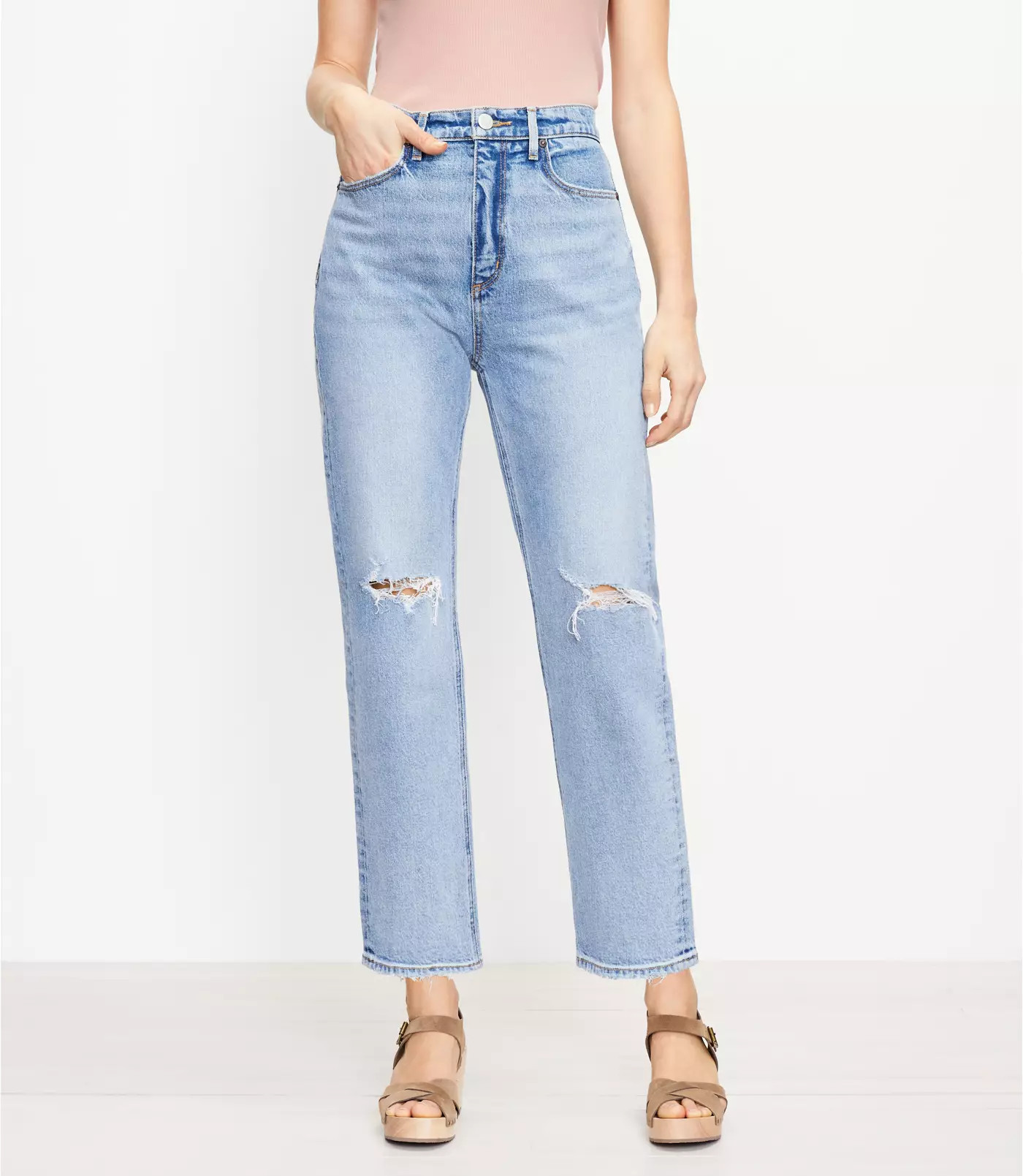 The 90s Straight Jean in Light Authentic Indigo Wash | LOFT | LOFT