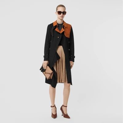 Two-tone Cotton Gabardine Trench Coat in Black - Women | Burberry United States | Burberry (US)