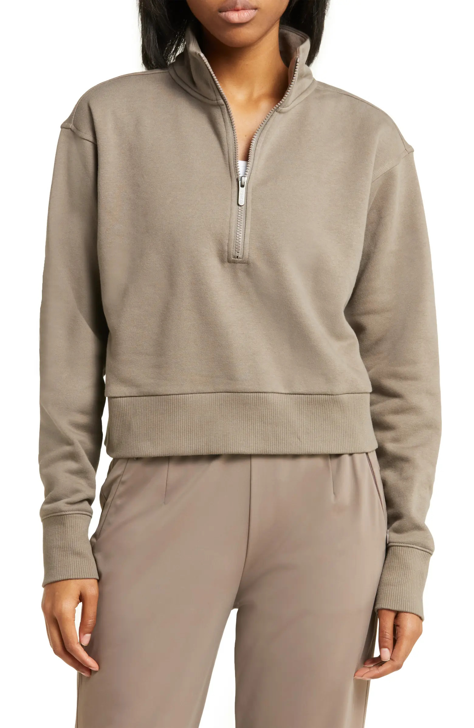 Cara Lite Half Zip Crop Sweatshirt | Nordstrom