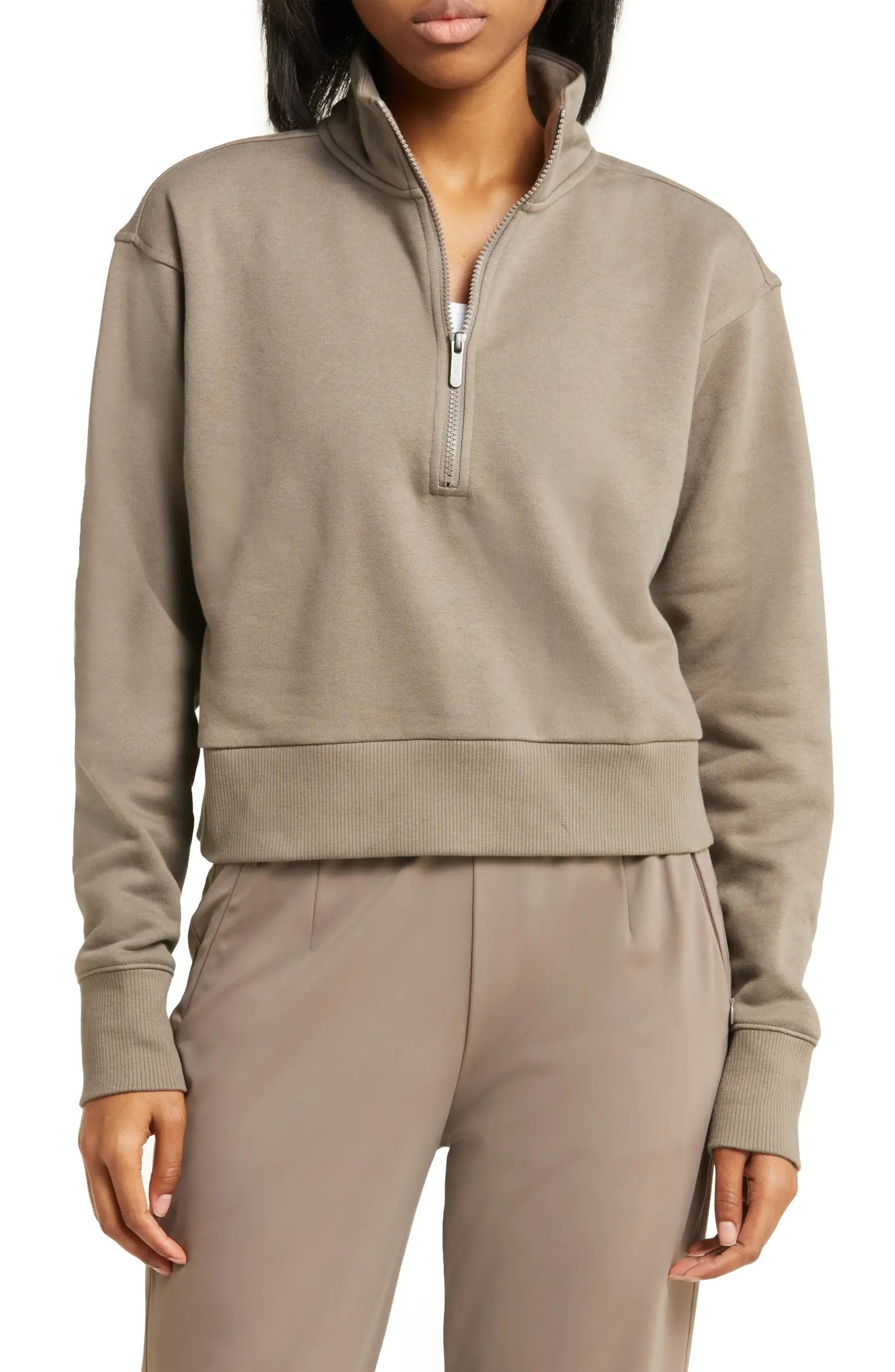 Zella Cara Lite Half Zip Crop Sweatshirt | Nordstrom | Nordstrom