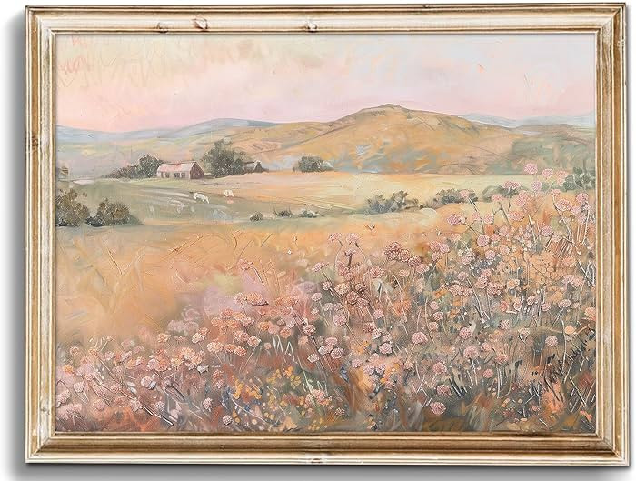 uniro Vintage Wall Art Prints Wildflower Farmhouse Wall Decor, Vintage Landscape Canvas Oil Paint... | Amazon (US)
