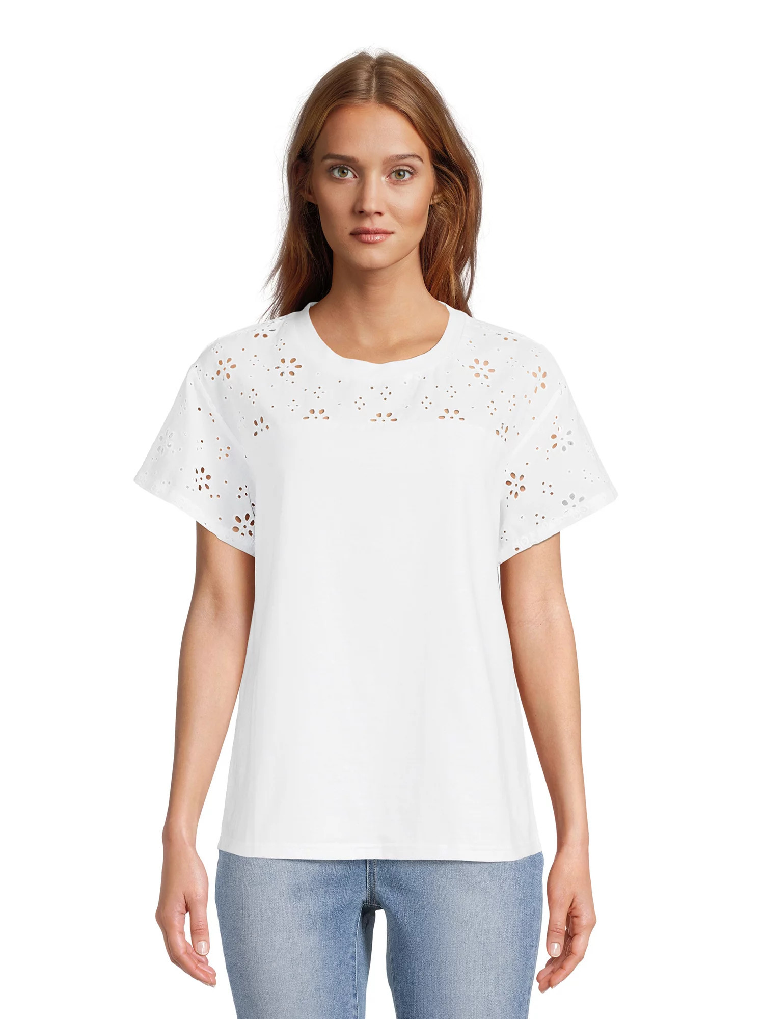 Time and Tru Women's Eyelet Yoke Top | Walmart (US)