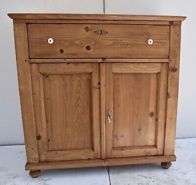 Antique Pine Dresser Base with Two Doors and One Drawer | eBay US