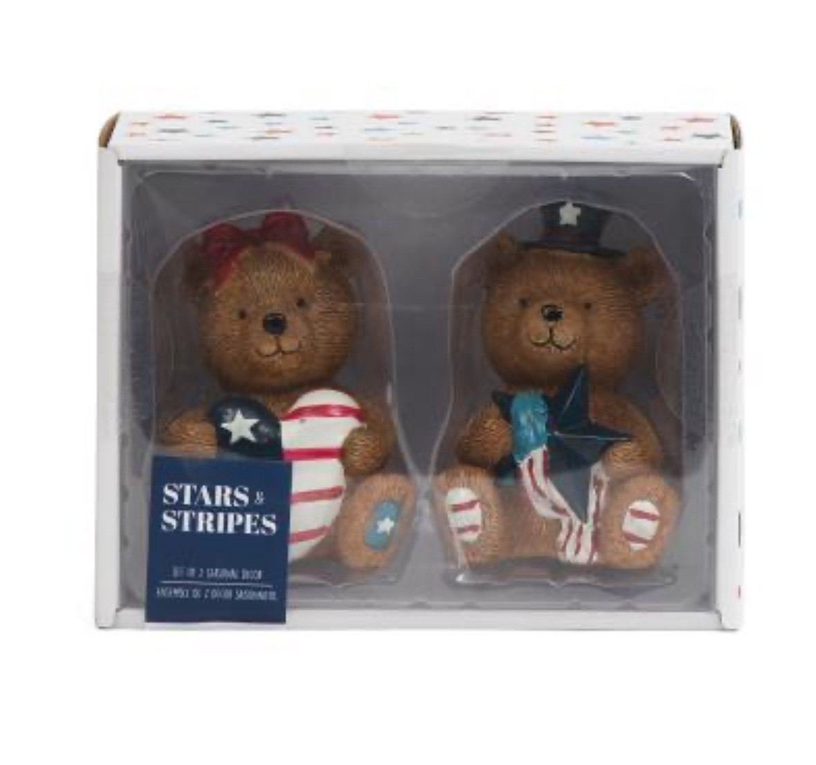 The cutest Americana teddy bear table top decor items!! Would even be cute on a tiered tray/ place setting on a table! ❤️🤍💙

#LTKSeasonal #LTKHome