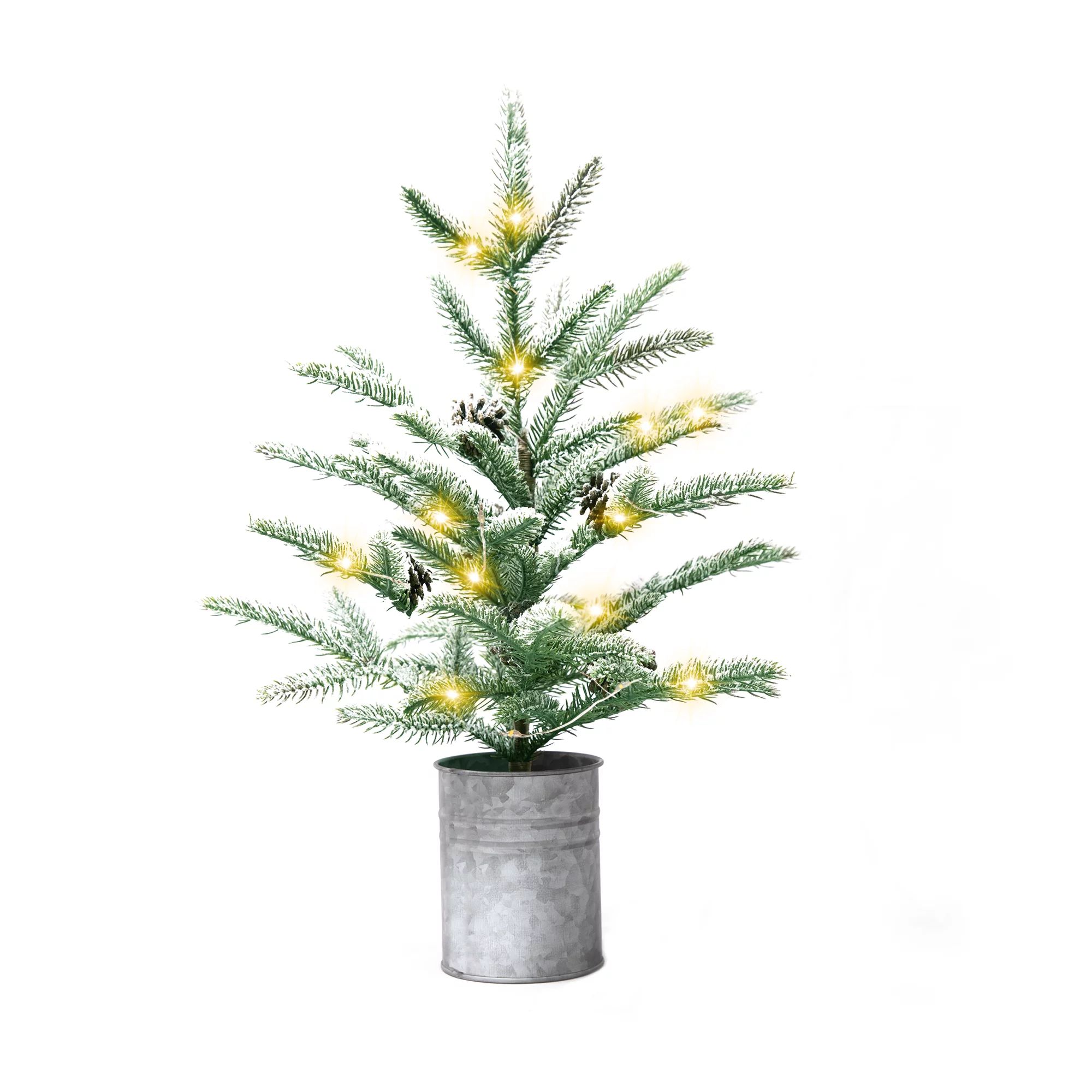 KPCB Small Christmas Tree Tabletop Christmas Decorations Rustic Style 2 ft with LED lights | Walmart (US)