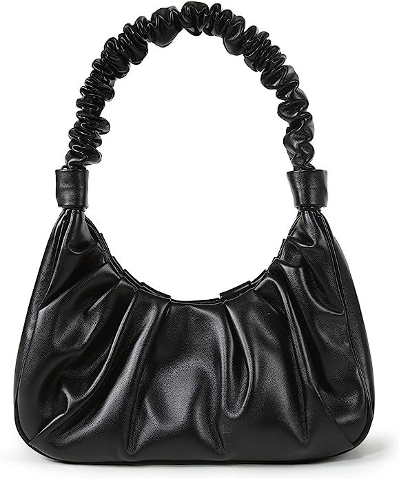 Small Handbags PU Vegan Leather Top-Handle Bag Shoulder Bags Mini Hobo Handbags Pleated Ruched Tr... | Amazon (US)