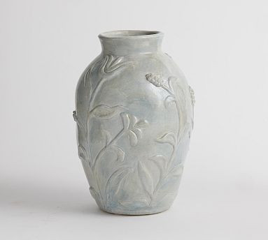 Floral Dusty Blue Vase | Pottery Barn (US)