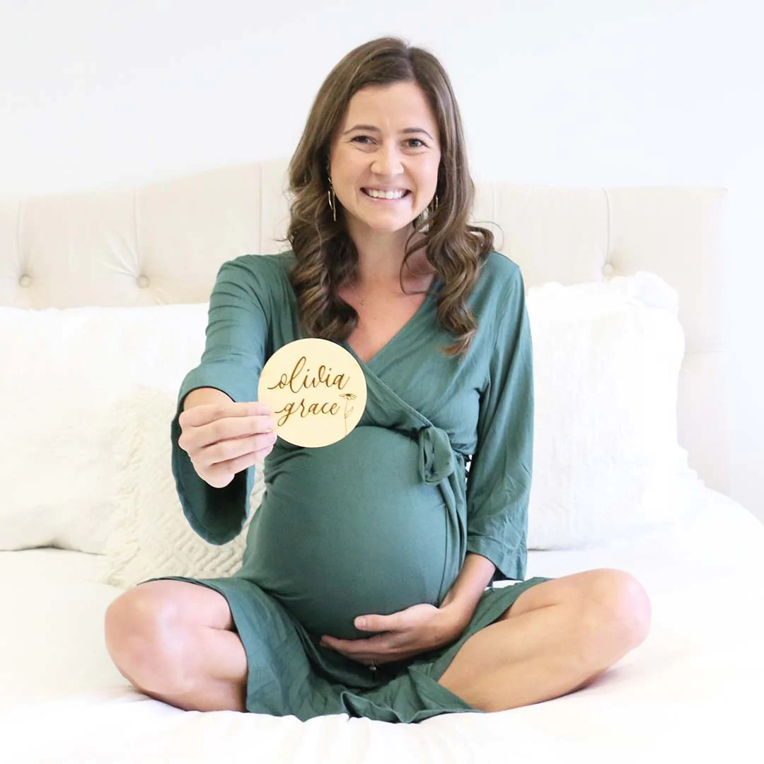 Emerald Bamboo Knit Maternity Robe | Caden Lane