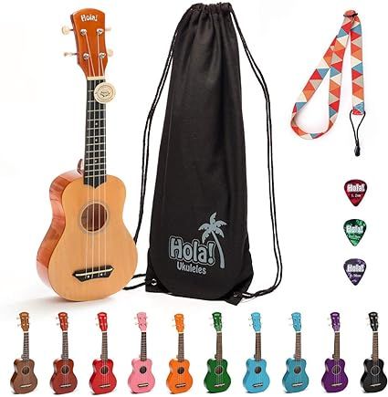 Hola! Music HM-21NT Soprano Ukulele Bundle with Canvas Tote Bag, Strap and Picks, Color Series - ... | Amazon (US)