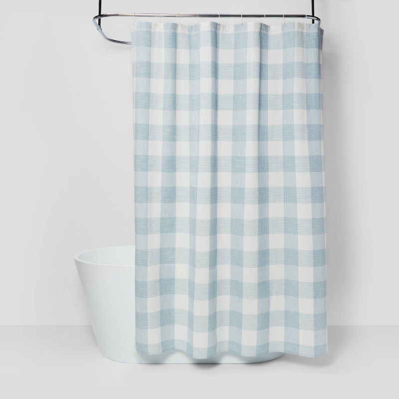 Gingham Checkered Shower Curtain Borage Blue - Threshold™ | Target