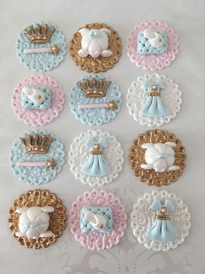 Cinderella Edible Cupcake Toppers. Girl Fondant Cupcake | Etsy | Etsy (US)