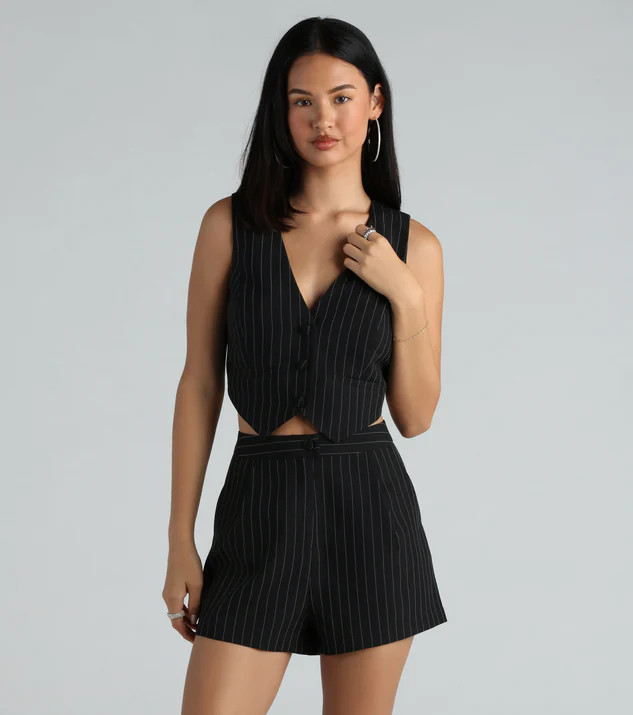 Iconic Vibes Pinstripe Cropped Vest | Windsor Stores