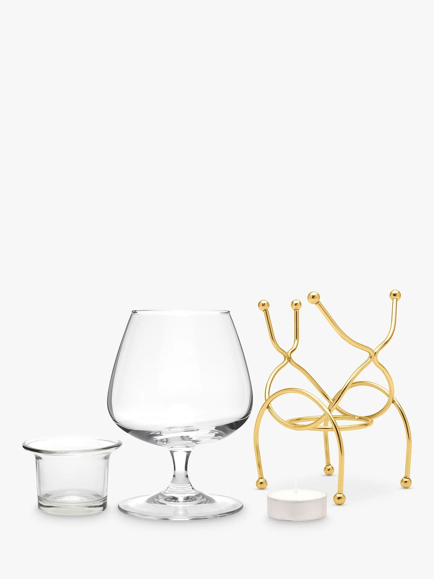 Final Touch Brandy Glass & Warmer Gift Set, Gold | John Lewis (UK)
