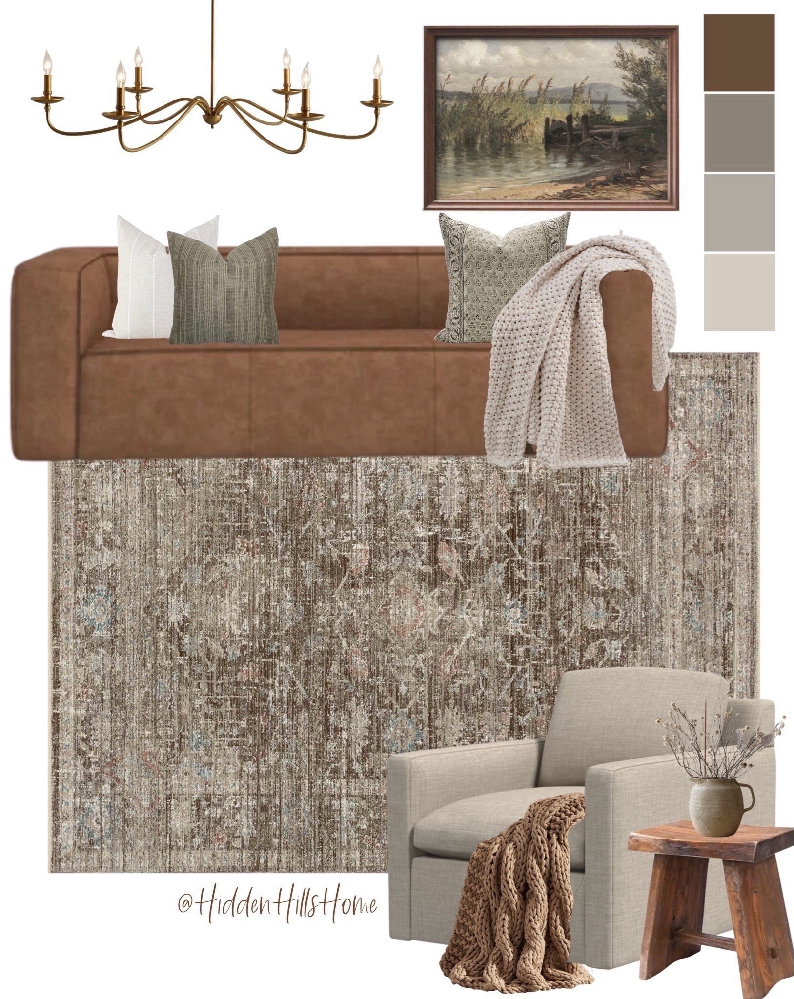 Living room mood board, living room decor, leather sofa, living room rug, modern-transitional living room design #livingroom

#LTKHome #LTKSaleAlert #LTKSeasonal