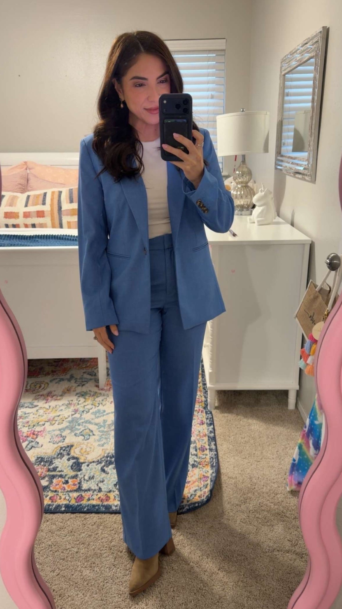 Buisness suit, meeting suit. Blue blazer and trousers. Matching suit. 