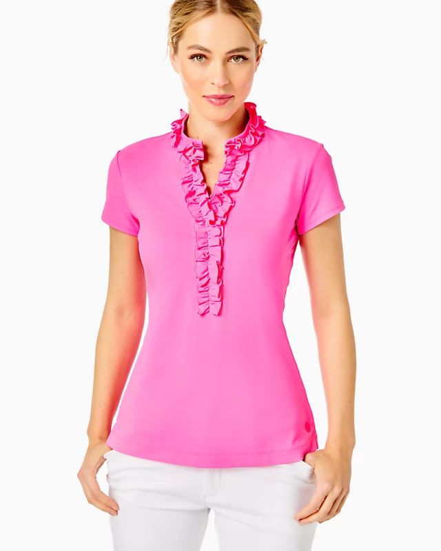 UPF 50+ Luxletic Frida Ruffle Polo Top | Lilly Pulitzer