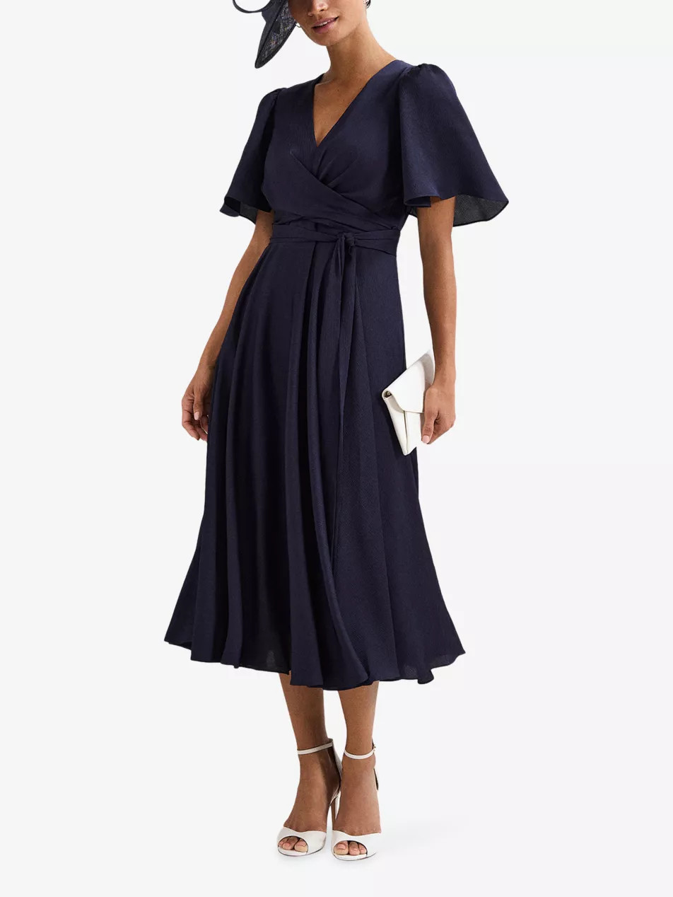 Abbie Wrap-Front Woven Midi Dress | Selfridges
