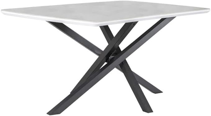 simple relax White and Gunmetal Rectangular Faux Marble Dining Table with Metal Base | Amazon (US)