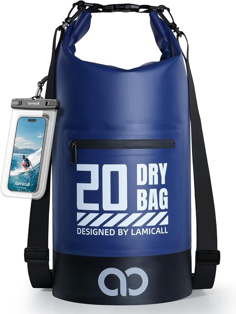 Lamicall Waterproof Dry Bag with Phone Pouch, Floating Roll Top Backpack, 20L, Blue | Amazon (US)