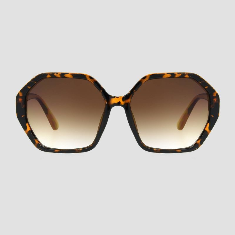 Women's Oversized Plastic Geo Round Sunglasses - Universal Thread™ Brown | Target