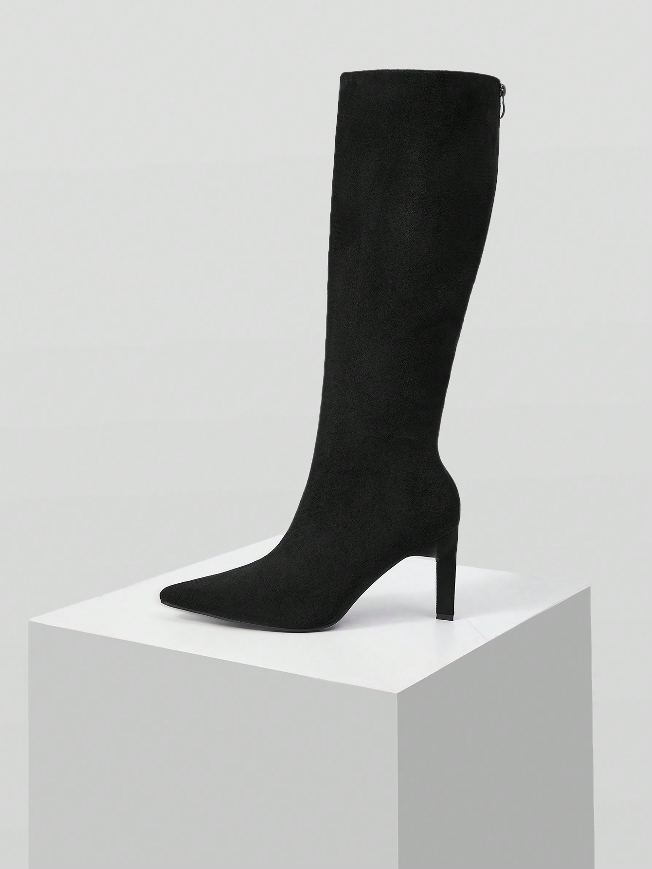 MOTF PREMIUM MINIMALISTIC FASHION BLACK HIGH HEEL KNEE-HIGH BOOTS FOR COMMUTE AND VERSATILE WEAR,... | SHEIN