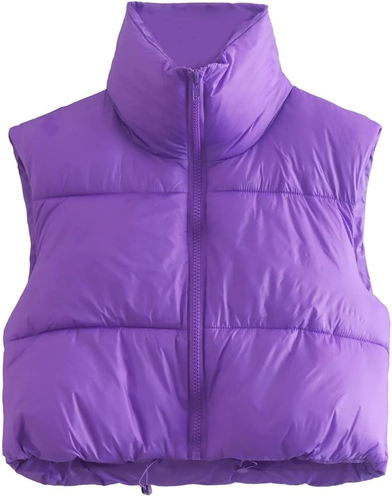KEOMUD Women's Winter Crop Vest Lightweight Sleeveless Warm Outerwear Puffer Vest Padded Gilet | Amazon (US)