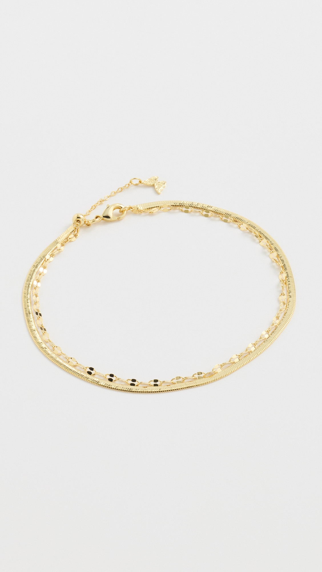 By Adina Eden Double Strand Multi Chain Anklet Gold One Size | Shopbop