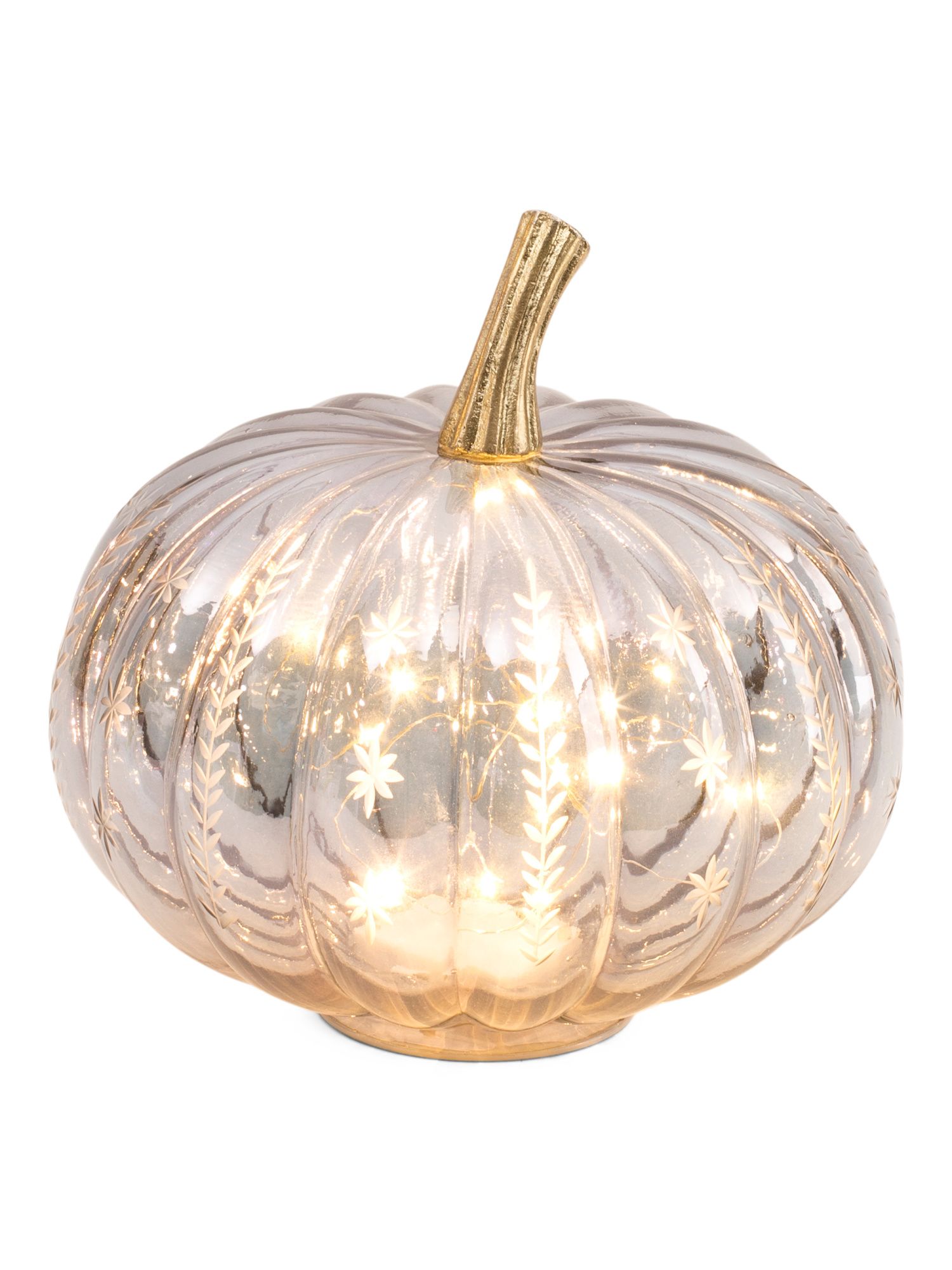 Led Glass Etched Pumpkin | TJ Maxx