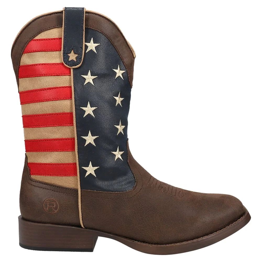 Roper  Mens American Patriotic Square Toe Cowboy  Casual Boots   Mid Calf | Walmart (US)