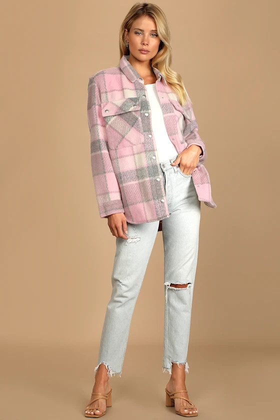 Cabin Fever Pink Multi Plaid Shacket | Lulus (US)