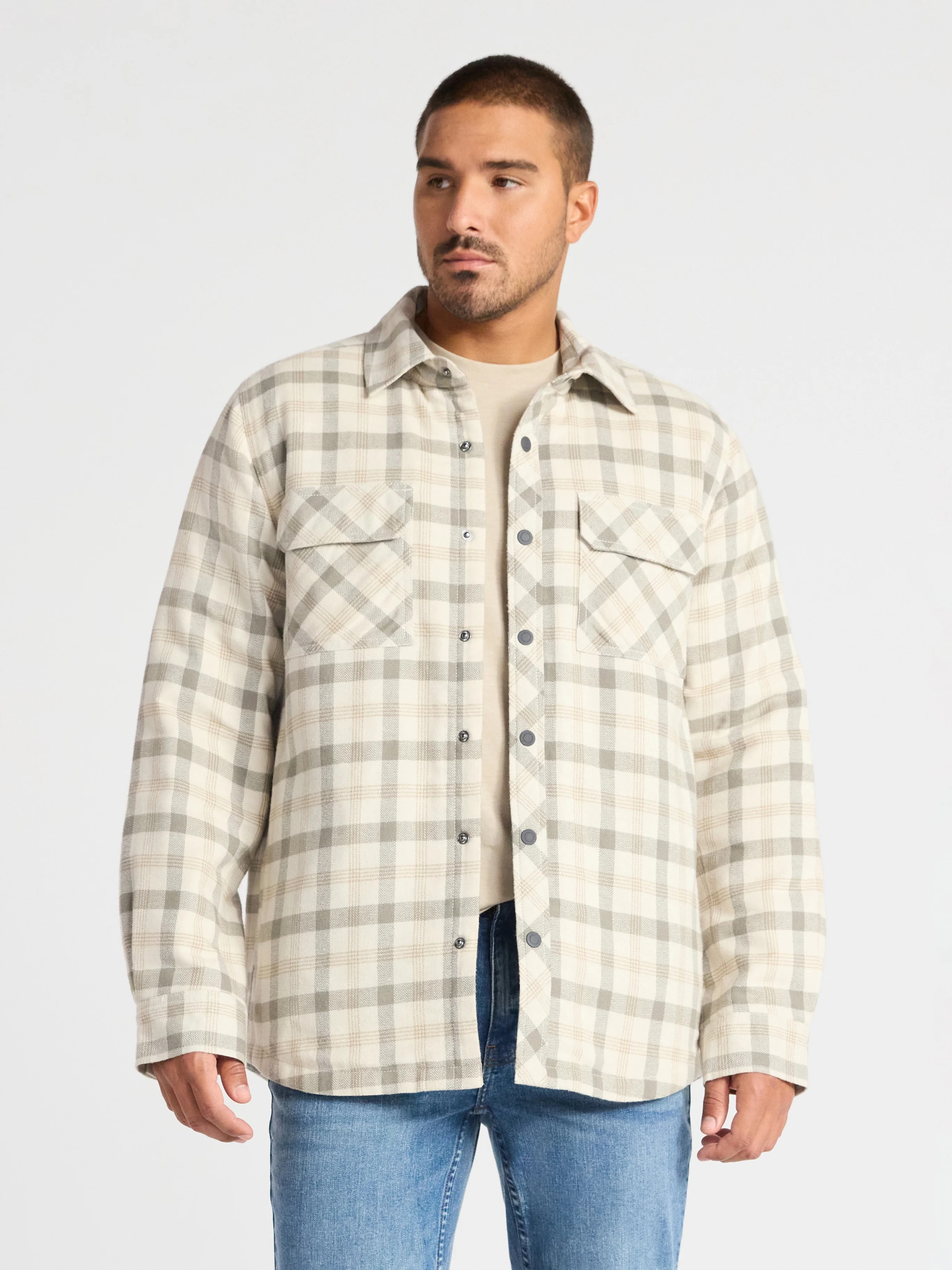 George Men's Shirt Jacket with Long Sleeves, High Pile Fleece Lining, Sizes S-3XL | Walmart (US)